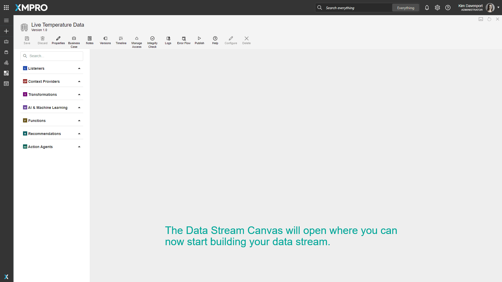 A newly created Data Stream