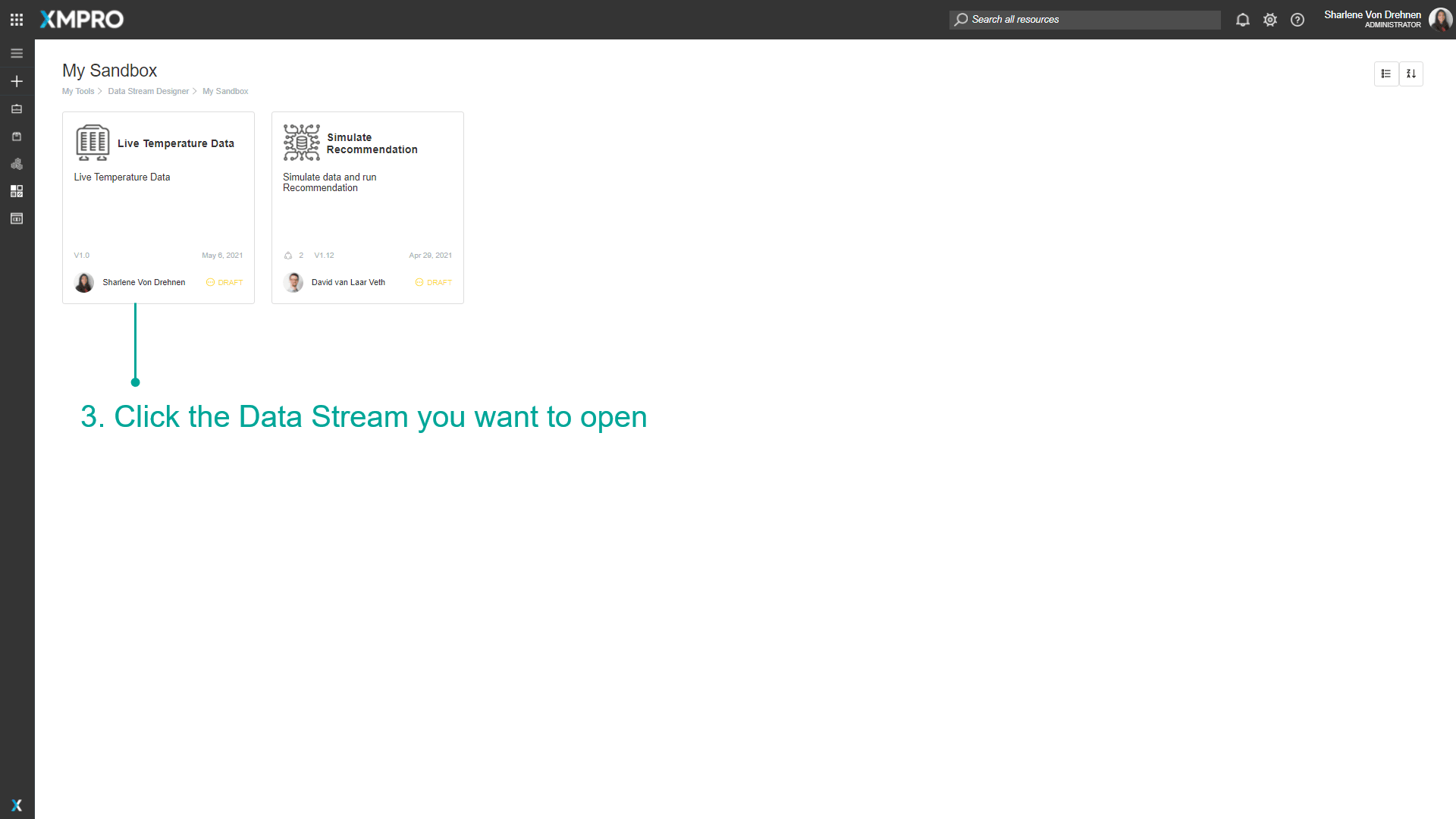 Opening a Data Stream from a category