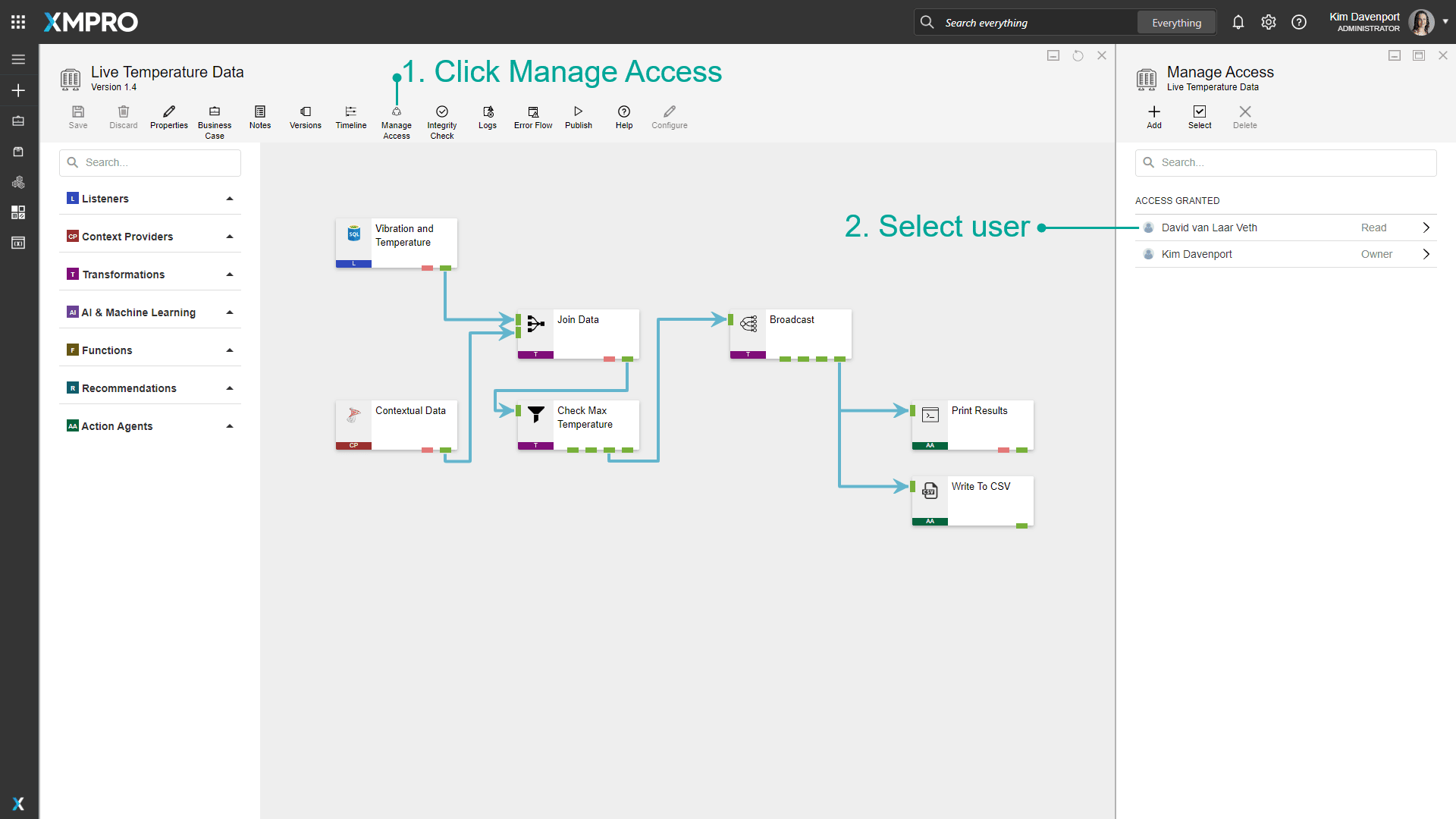 Changing Access to a Data Stream
