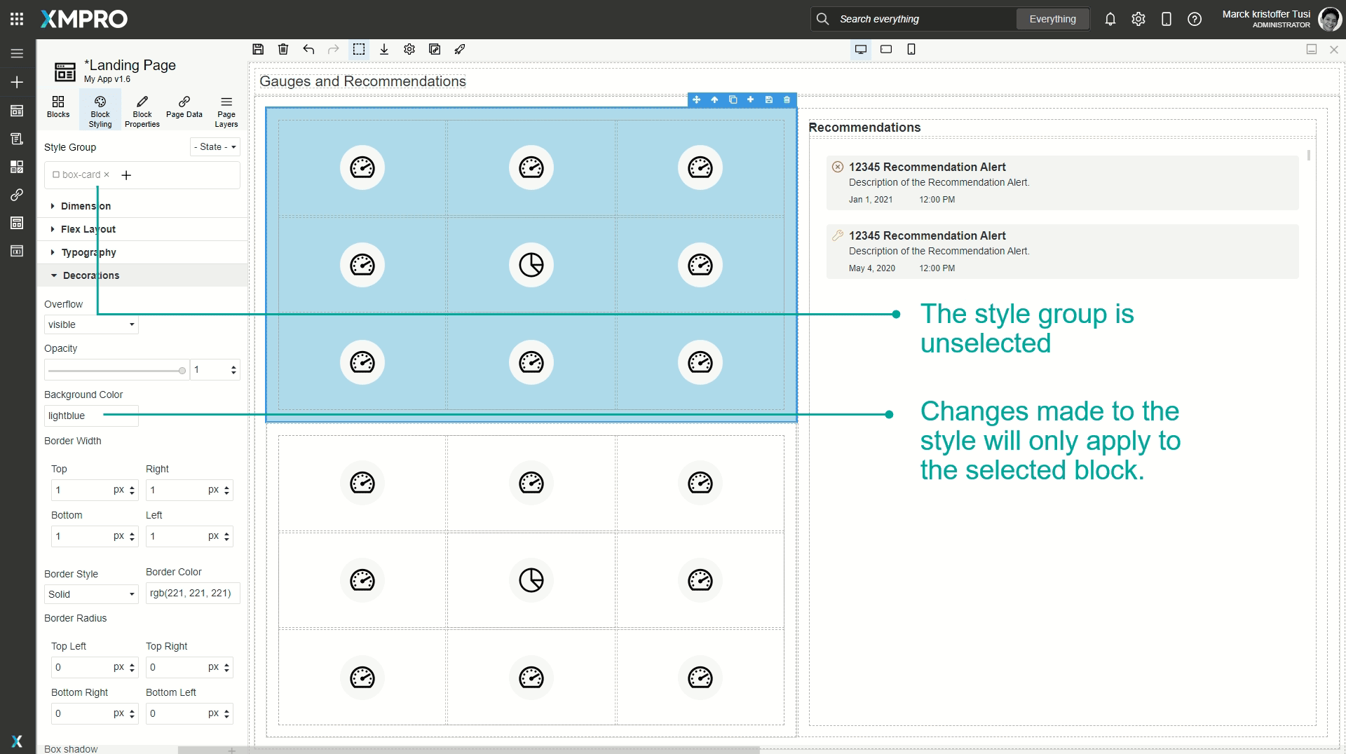 Style Group dropdown with no selection to allow individual block styling