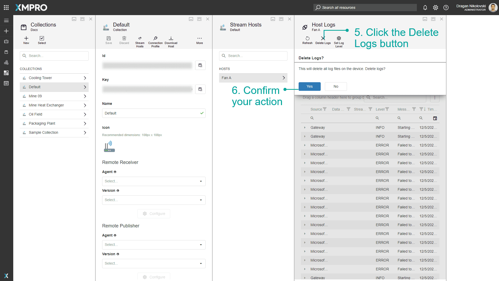 Stream Host Clean Logs Confirm