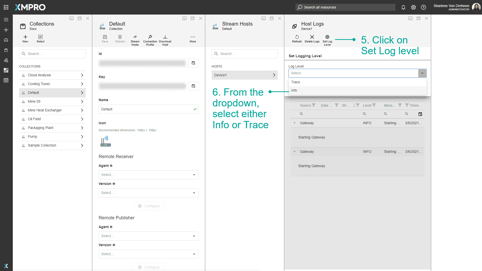 Stream Host Log Level Select