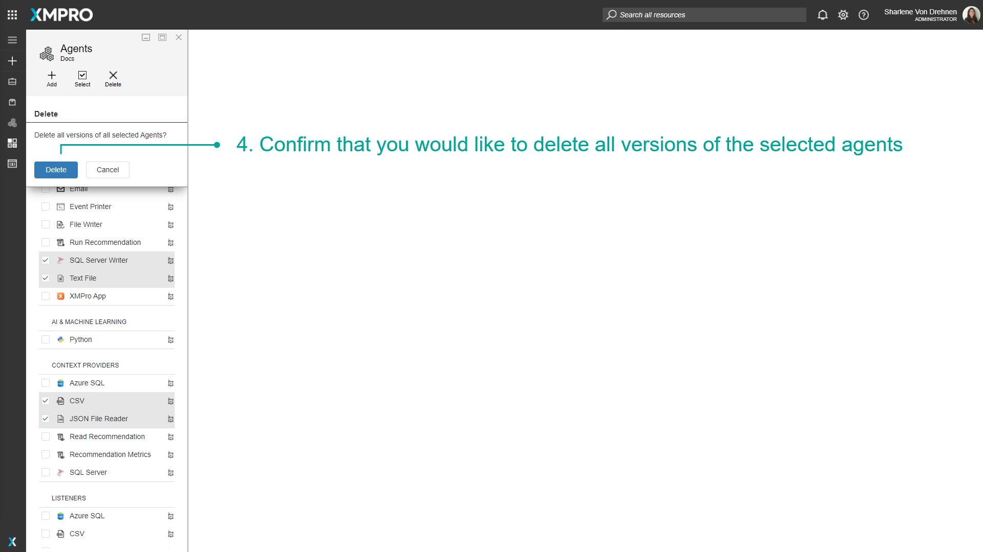 Confirm deletion