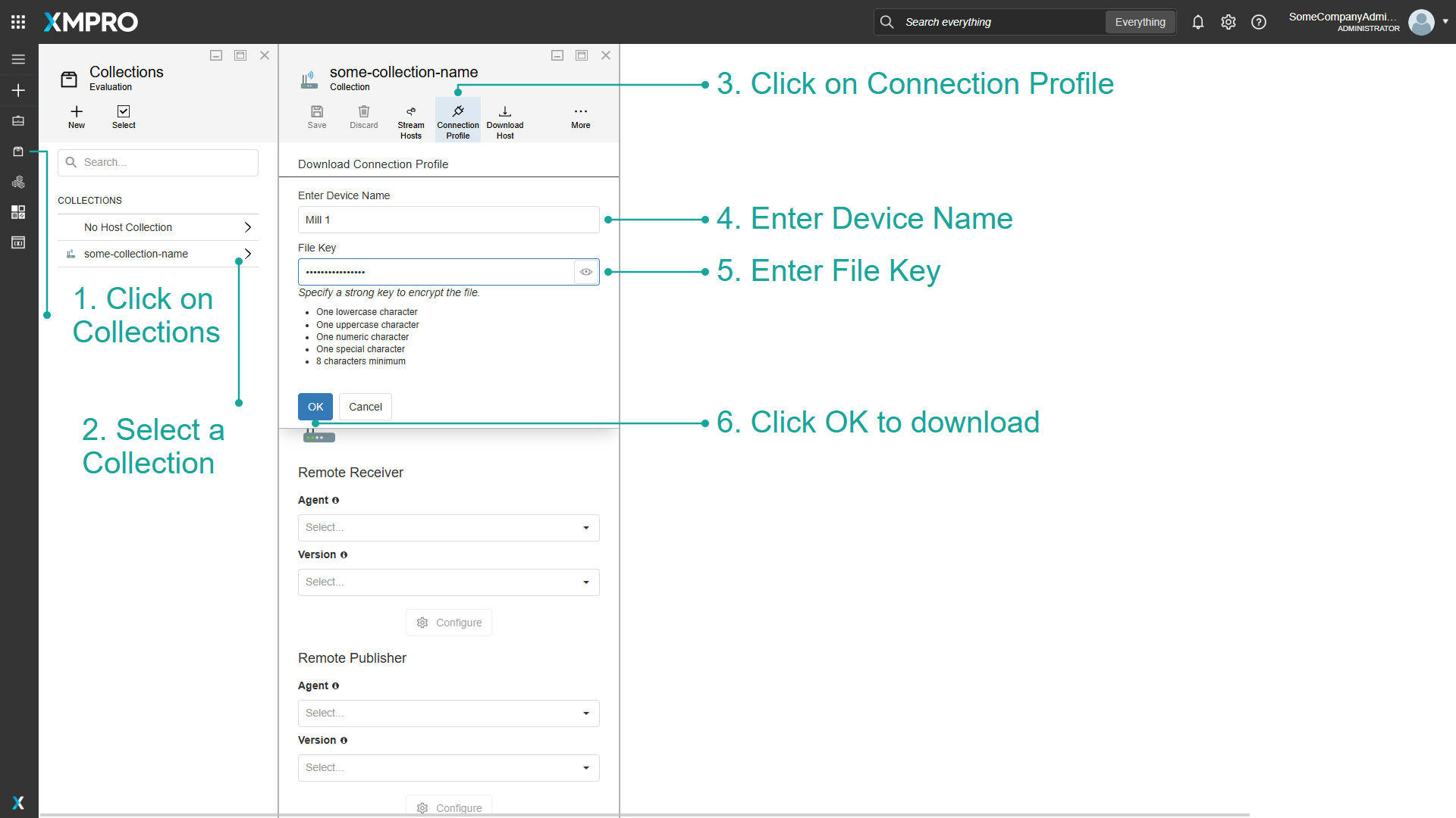 Fig 1. Steps to Set Up a Connection Profile