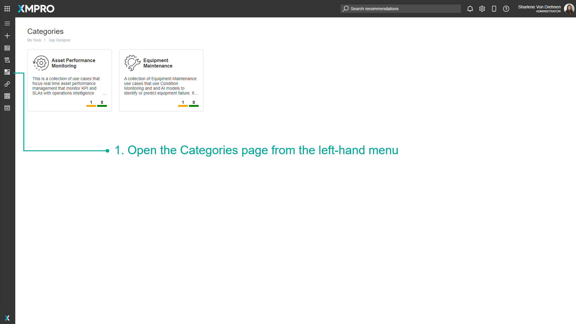 Categories page