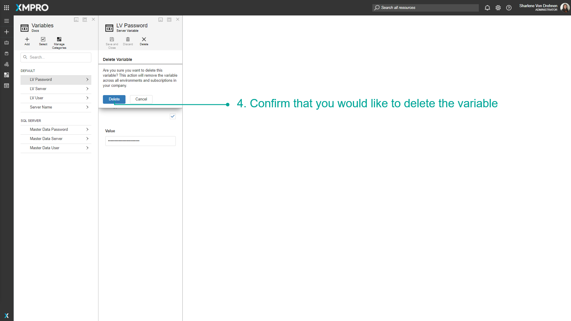 Confirm deletion